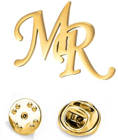 TEAMER Broche Personnalisée avec Nom Broches avec Lettres Initiales Personnalisées en acier inoxydable Broche avec plaque signalétique Bijoux tendance pour Femmes et Hommes (Or)