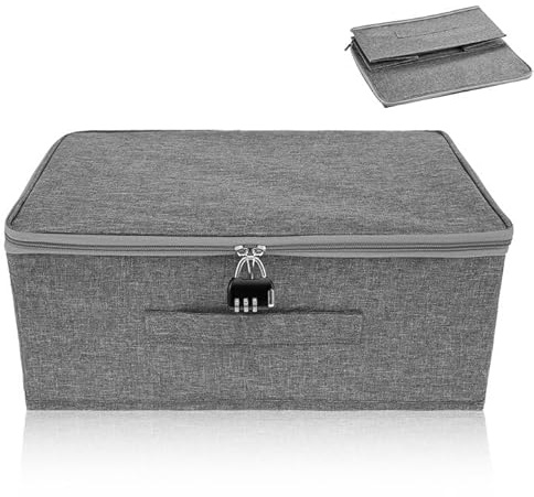 Abschließbare Box - Aufbewahrungsbox Stoff, Aufbewahrungsbox Mit Deckel Stoff, Organizer Box Abschließbar, Karton Mit Deckel, Organizer Boxes Abschließbar für Spielzeug Kleidung (30x20x14 cm)
