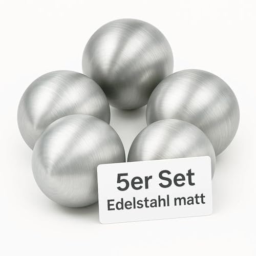BigDean 5 Stück Schwimmkugel für Miniteich Deko 9cm Durchmesser Edelstahl Silber matt - Teichdeko Gartem