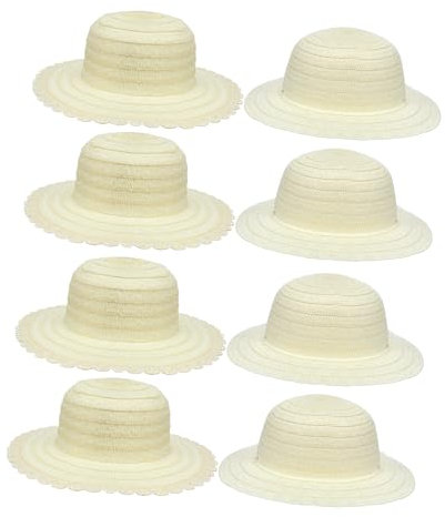 FOYTOKI 8Pcs DIY Blank Straw Hats for Creative Painting Unfinished Craft Kits for School Projects and Arts Crafts Activities for Decorating and Imagination