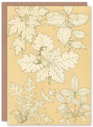 Artery8 Owen Jones Art Card Oak Leaves and Acorns Vintage Botanical