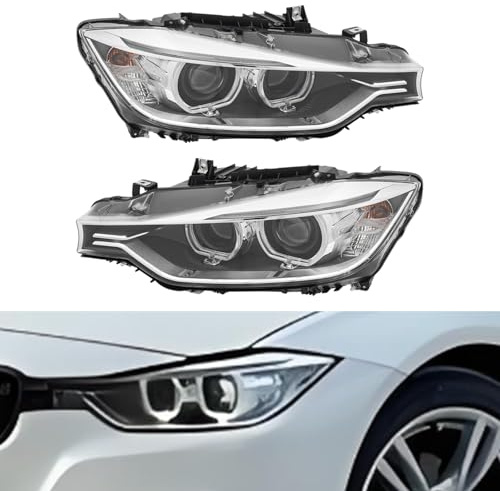 GAOGAOZ für 2011, 2012, 2013, 2014, 2015 BMW 3er F30 F31 HID-Scheinwerfer links und rechts mit LED-Tagfahrlicht Ersetzt 63117314531, 63117314532 Schwarzes Gehäuse