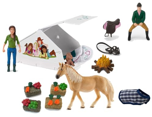 Schleich - Horse Club & Farm World - Camping & Reitabenteuer Set – detailreiche Spielfiguren & Zubehör