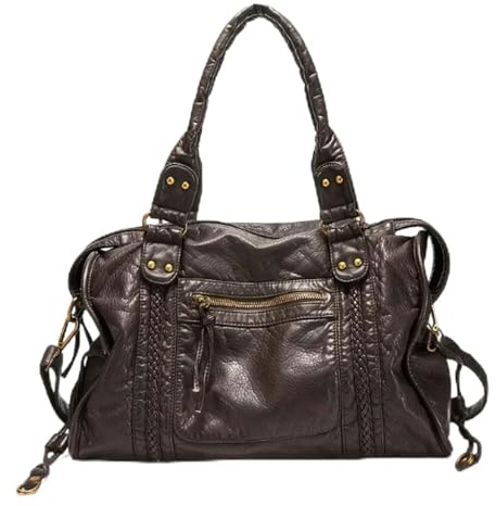LLIDDAMES Vintage City Bag Damen PU Leder Handtasche Groß Shopper Tasche Hobo Bag Schultertasche Arbeitstasche Uni Leder-Tragetasche Für Damen, Für Arbeit Schule Reisen