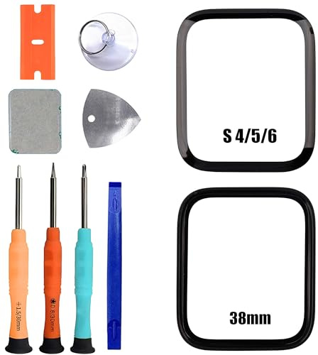 ERYNK Für Ap-ple Watch Series 4 & 5 & 6 44MM Display Glas Frontglas Reparatur Replacement Set [mit OCA Kleber] [No LCD Screen] with Werkzeugsatz