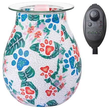 Wax Lume Electric Wax Melt Burner, Hand-Pressed Lampshade, Smart Timer 2/4/8/10H & Dimmable, Flameless Plug-in Wax Warmer, Ideal Auntie Birthday Gifts Housewarming Christmas