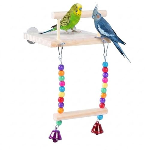 Wellensittich Zubehör, Praktische Schaukel Mit Standfläche Für Vögel, Funktionales Wellensittich Spielzeug, Stabil Und Sicher Einzubauen, Angenehm Zum Sitzen Spielen Und Ausruhen Im Haustierkäfig