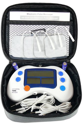 Andon AD-2025 2-Kanal Reizstromgerät zur Schmerztherapie und Muskelaufbau, 2-Kanal Muskeltraining + Schmerzbehandlung + Medizinprodukt inkl. 4 Elektroden