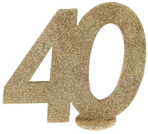 Santex 40. Geburtstag Gold Glitzer Tischdekoration 11x 10 cm Zahl 40