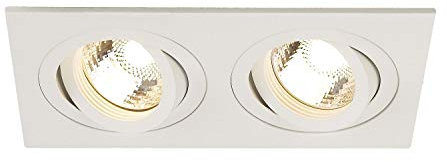 SLV NEW TRIA 155 | LED Deckeneinbaustrahler, Einbauleuchte, Deckenstrahler, dreh- und schwenkbare Deckeneinbauleuchte, Indoor | zweiflammig, GU10, weiß, je. max. 50W, inkl. Clipfedern