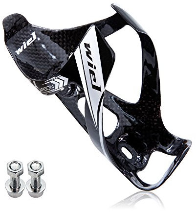 Wiel Full Carbon Fiber Bike Water Bottle Holder Cage Light Drink for MTB Road Bike Cycling (1Pcs Black Silver 3K Glossy)