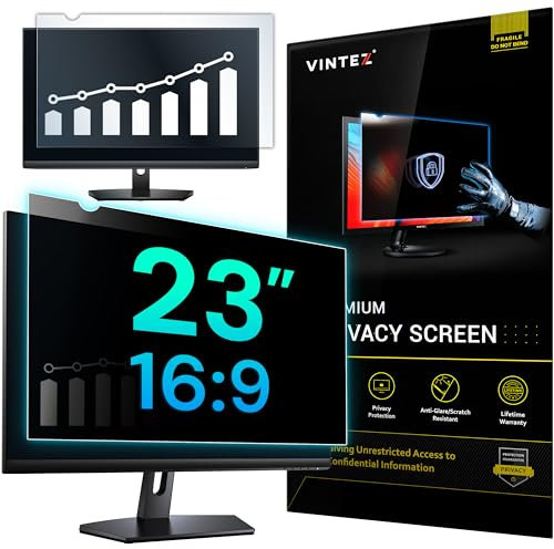 VINTEZ 23 Inch 16:9 Privacy Screen for Computer Monitor and Laptop - Anti Glare Protector Film Blue Light Filter Eye Protection - Computer Screen Privacy Shield, [1 Pack]