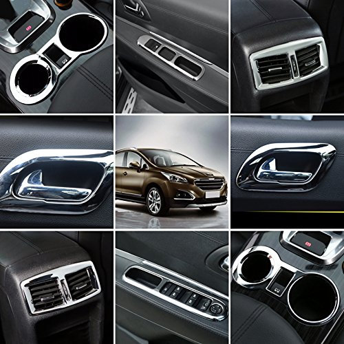 Flying High pour 3008 2009-2015 Sortie d'air Accoudoir Porte-gobelet d'eau Poignée de Porte Latérale Décorative Accessoires Auto 10 pieces