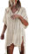 DHAIGOU Damen Gestrickte Strandkleid Sommer Strandponcho Strandurlaub Badeanzug Bikini Cover-Ups, beige, Einheitsgröße