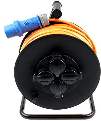 netbote24 Profi Camping Kabeltrommel mit CEE Stecker Außen H07BQ-F Pur Leitung 3g1,5 25m schwarz