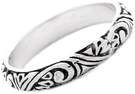 Schmaler Mittelalter Ring TARA 4 mm Vintage Elfen Ornamentik Midi Silberring (Sterlingsilber, 46 (14.5))