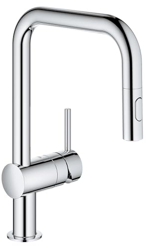 Grohe Minta 32319003 Küchenarmatur, Doppelstrahl, ausziehbar, 1,75 GPM, Starlight Chrom