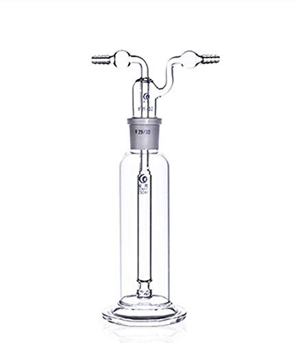 YUXun YX Lab Gas Washing Bottle Glass 500ML Vacuum Trap with Two Bend Tubes 29/32 Joint Borosilicate Glass for Chemistry Lab Glassware Kit