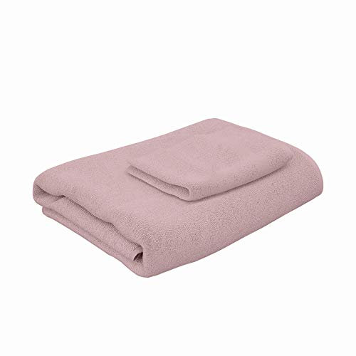 PARAMAISON Asciugamani Bagno Viso e Bidet, Set Venere (1+1), 100% Cotone 420 Grammi, Casa, Piscina, Palestra, Cipria