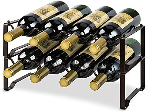Lekind Weinregal 2 Ebenen Stapelbar Unabhängiges Weinregal für 8 Flaschen