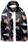 BasicSense Schal mit Katzendruck, leicht, Satin, seidig gestreift, Schwarz , One size