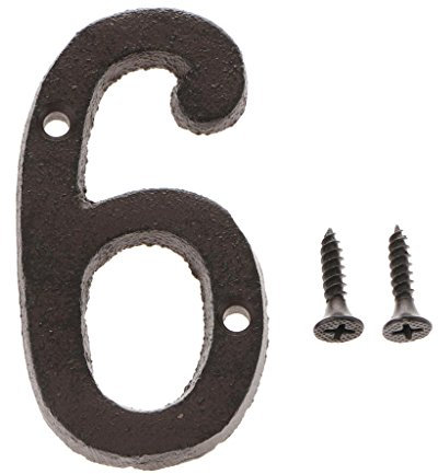 Plaque de numéro de porte en fer forgé antique - Numéro 6