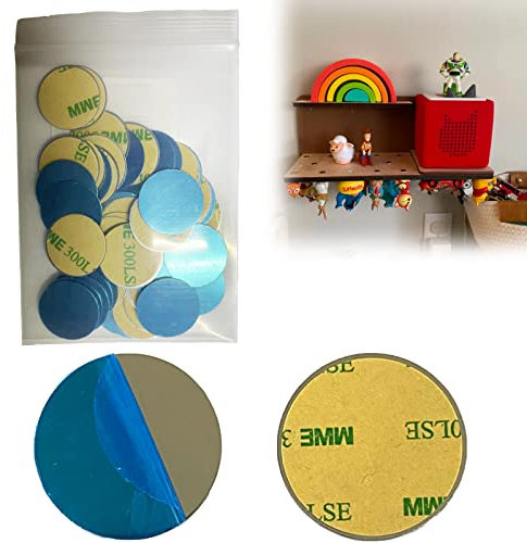 Metallplättchen für Toniefiguren mit Kleber, Klebesockel für Magnete, Metallplättchen aus Edelstahl, Dekoriere das Kinderzimmer mit Tonie-Figuren (50 Stück)