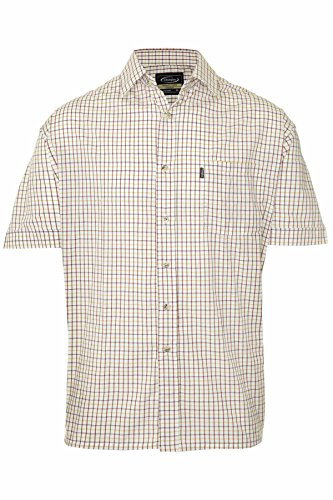 Champion Mens Checked Country Casual Short Sleeve Shirt Tattersall Red 4XL