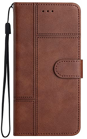 Wallet Phone Case Compatible for iPhone SE 2022 SE 2020 iPhone 6 7 8 || Business Leather Cover || TPU Inner with Stand Function & Card Slots || Wrist Strap Flip Case -Dark Brown