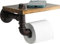 LINKPIPES Rustikale Toilettenpapier Halter Rohr mit Regal Industrielle Toilette Roll Halter Wand Mount Bauernhaus Holz Toilettenpapier Papierhalter für Badezimmer (Bronze)
