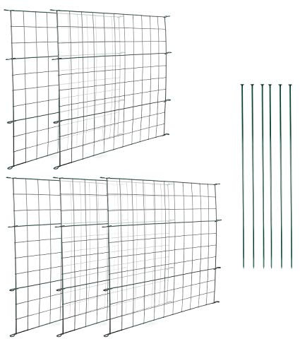 Randaco Teichzaun Set, 5 Stück Steckzaun Metall, Länge 3,75 m Metallzaun Grün, Freigehege Gartenzaun Tiergehege
