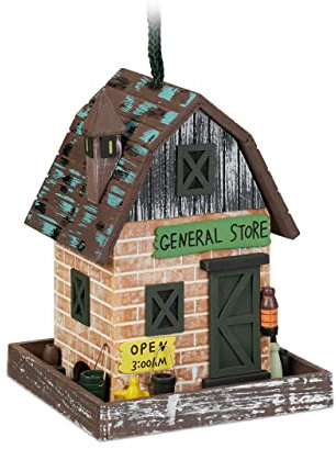 Relaxdays Deko Vogelhaus, Holz, Vogelhäuschen zum Aufhängen, Klappdach, HBT: 23x18x18cm, Vogelvilla Garten, Balkon, bunt