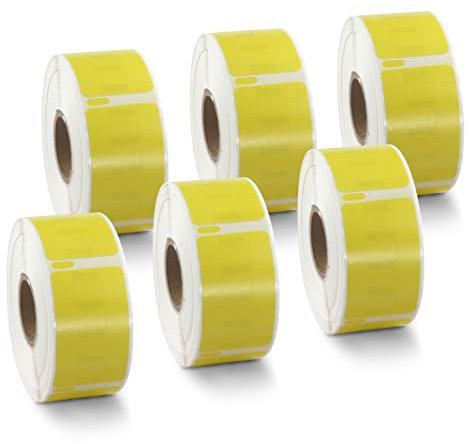BETCKEY - 6 Rollen Gelb Mehrzwecketiketten Kompatibel mit DYMO 11355(S0722550), 19mm x 51mm, 3000 Farbige Etiketten für LabelWriter 450, 4XL NICHT passend 550 oder 5XL