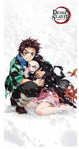 Halantex Demon SLAYER Tanjiro und Nezuko Kamado - Strandtuch - Strandtuch - 100% Baumwolle - Maße 70 x 140 cm
