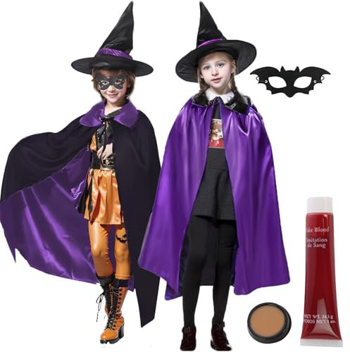 duoleey Deguisement Halloween Fille Garcon, Costume Halloween Enfant, Deguisement Sorciere, Masque de Chauve-souris, para Déguisement Halloween Sorcière
