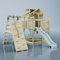 Rebo Outdoor Spielturm mit Wellenrutsche | Spielhaus aus Holz mit Kinderschaukel, Kletterwand, Kletternetz | Stabile Konstruktion, Weiches Gefühl in den Seilen