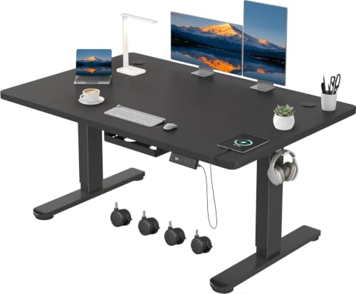 Devoko Scrivania Regolabile in Altezza 120 x 80 cm, Scrivania da Ufficio con Sistemi Anti-Collisione e Funzione di Memoria, Tavolo Didattico Ergonomica Elettrica, Nero