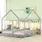 Merax Hausbett 90x200cm, 2-in-1 Kinderbett mit Rausfallschutz und Lattenrost, Funktionsbett Doppelbett für Zwei Kinder, Holz Baumhausbett für Mädchen & Jungen, Flachbett, Ohne Matratze, Grau