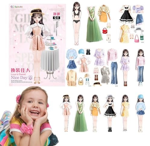 Magnetische Anziehpuppe Mit Outfits, Magnetische Stickerheft Mädchen, Magnetspiel Anziehfiguren Mädchen, Magnetische Anziehpuppen Stickerbuch, Tragbare Magnetische Prinzessinnen Dress Up Spielset