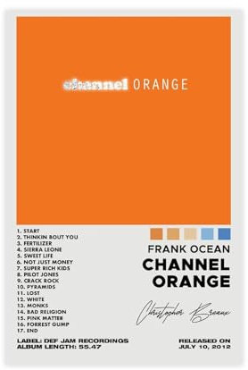 Frank Ocean Channel Orange Album Poster Leinwand Poster Wandkunst Dekor Druck Bild Gemälde für Wohnzimmer Schlafzimmer Dekoration ungerahmt 30 x 45 cm