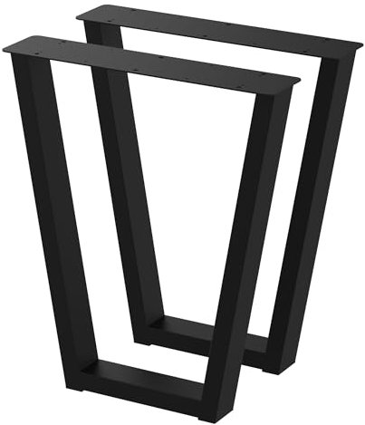 BK Styl 2 Stück Tischbeine aus Metall V2-Form | Tischgestell aus 80x40mm Profilen | Tischkufen Tischfüße Möbelbeine für Schreibtische & Esstische I Stahl Pulverbeschichtet I DIY (615x720mm Black)