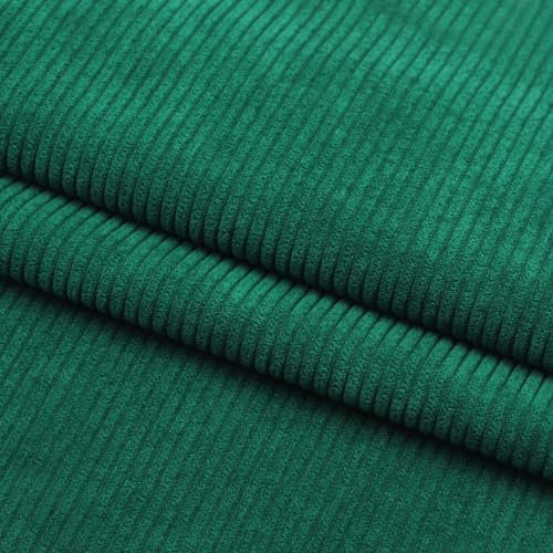 Wambere 100 cm x 155 cm Cordstoff Meterware Quiltingstoffe Deko Stoffe Stoff zum Nähen Bekleidungsstoffe Dekostoffe für DIY Kunsthandwerk Basteln Kleidungsdekoration Sofadekoration,Dunkelgrün