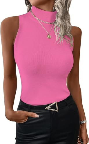 ELFIN Débardeur côtelé pour Femme Été Sexy Col châle sans Manches Coupe ajustée T-Shirt Basique Extensible