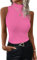 ELFIN Débardeur côtelé pour Femme Été Sexy Col châle sans Manches Coupe ajustée T-Shirt Basique Extensible