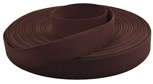 50m Ripsband 20mm Einfassband Stoßband Besatzband Hutband Hosenband Farbwahl 21 Farben, Größe:20mm, Farbe:schokobraun