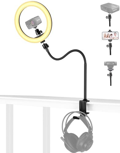 Facecam Webcam-Ringlichtständer - 61 cm Klappbarer Arm und 26 cm Selfie-Licht Mit Kopfhörerhaken - Kompatibel Mit Elgato Facecam Pro Webcams