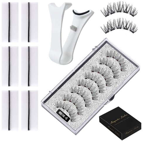 Magnetische Wimpern Magnet Wimpern Wimpern Magnetisch Magnetic Lashes Magnetwimpern Magnet Wimpern Ohne Eyeliner Wiederverwendbar Wimpernset Enthält 1 Weißen Clip + 6 Klebestreifen