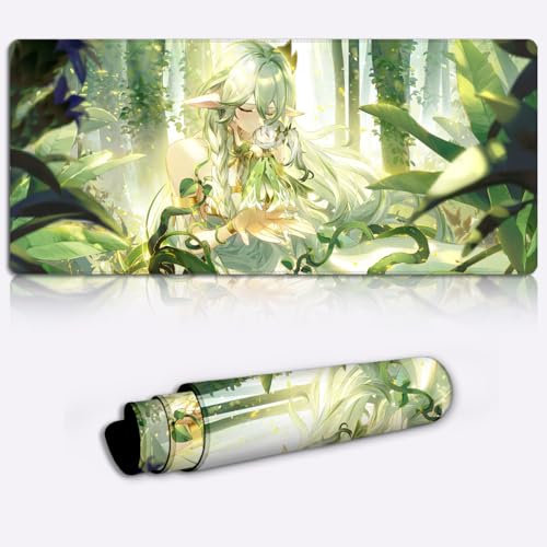 LJSPTU Tapis de Clavier de Taille étendue Genshin Impact Nahida XL Grand Tapis de Souris étendu (80 x 30 x 0,3) cm Tapis de Souris de Grande Taille pour Ordinateur Portable et PC de Jeu