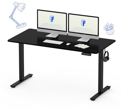 FLEXISPOT QN1 160 * 80cm Standing Desk ONE PIECE Desktop Electric Height Adjustable Sit Stand Up with Backpack Hook Memory Smart Panel for Home Office, Black