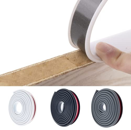Esufeir Cinta protectora de goma TPE, 5 m x 16 mm, color blanco, en forma de U, autoadhesiva, para bordes de madera, chapa de plástico flexible, para armarios, estantes, mesas, sillas, MDF, tira de